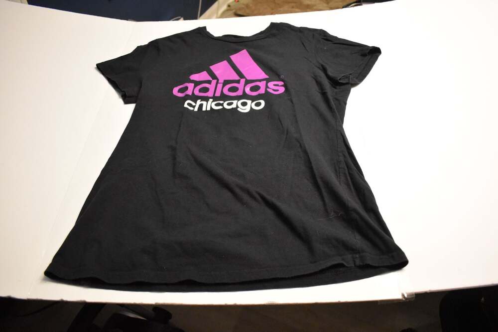 adidas Chicago Ladies Pink Graphic Logo Black T-Shirt